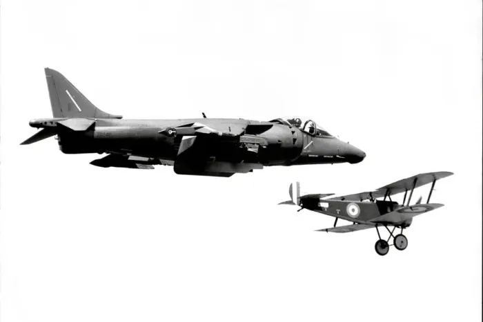 Framed Print : A Sopwith Pup and a Harrier at Biggin Hill Air Show 1988 Framed Print : A Sopwith Pup and a Harrier at Biggin Hill Air Show 1988
