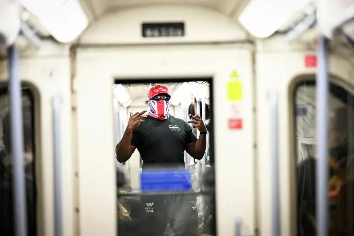 Framed Print : SoulofSport. Derek Chisora fight week behind the scenes 2024. Weigh in day Derek takes the tube to the arena before hitting the scales