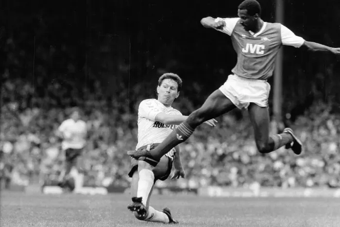 Framed Print : Spurs Clive Allen v Viv Anderson of Arsenal Framed Print : Spurs Clive Allen v Viv Anderson of Arsenal