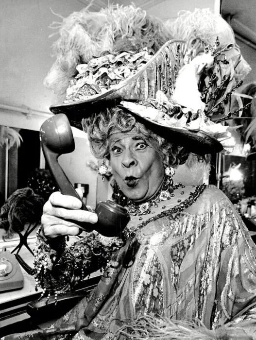Framed Print : Stanley Baxter, dressed as a pantomime dame Framed Print : Stanley Baxter, dressed as a pantomime dame