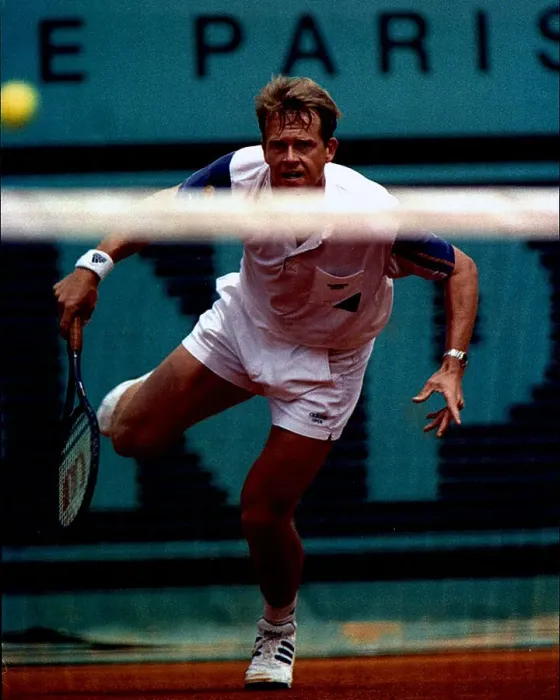 Framed Print : Stefan Edberg in action at the French Open 1995 Framed Print : Stefan Edberg in action at the French Open 1995