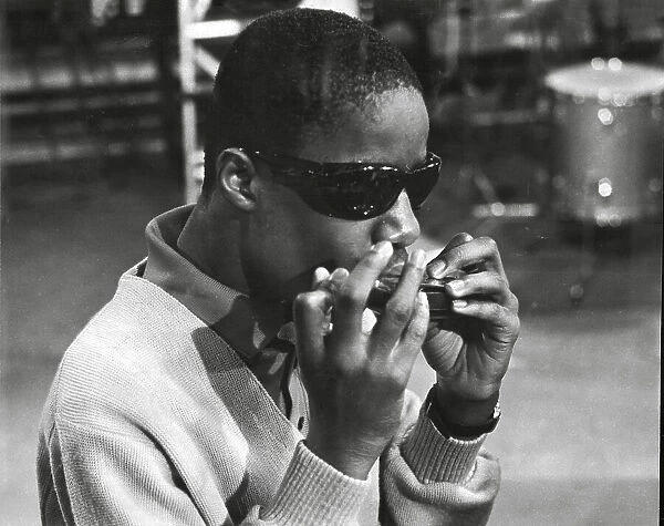 Stevie Wonder 1963. Stevie Wonder playing the harmonica 1963