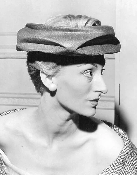 Stylish fifties hat. Stylish hat modelled by Sarah Colmer, 1956