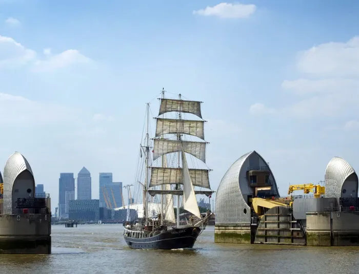 Framed Print : Tall ships sailing through the Thames Barrier Framed Print : Tall ships sailing through the Thames Barrier