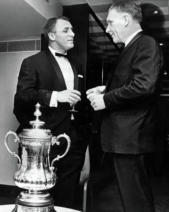 Framed Print : Tommy Docherty of Chelsea and Bill Nicholson of Tottenham with the FA Cup 1967 Framed Print : Tommy Docherty of Chelsea and Bill Nicholson of Tottenham with the FA Cup 1967