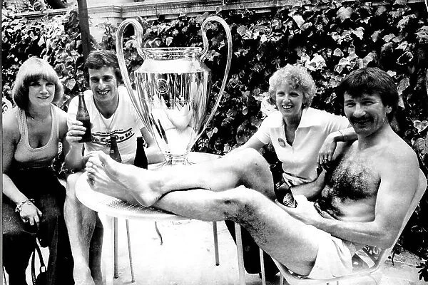 Tommy Smith, wife Sue, Ray Clemence, wife Vera Liverpool win The European Cup in May 1977