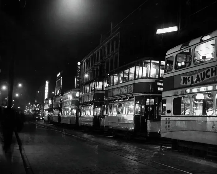 Framed Print : Tram hold up in Sauchiehall Street, Glasgow 1955 Framed Print : Tram hold up in Sauchiehall Street, Glasgow 1955