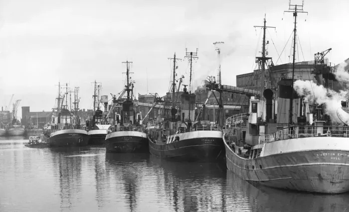 Framed Print : Trawlers in Hull Docks 1972 Framed Print : Trawlers in Hull Docks 1972