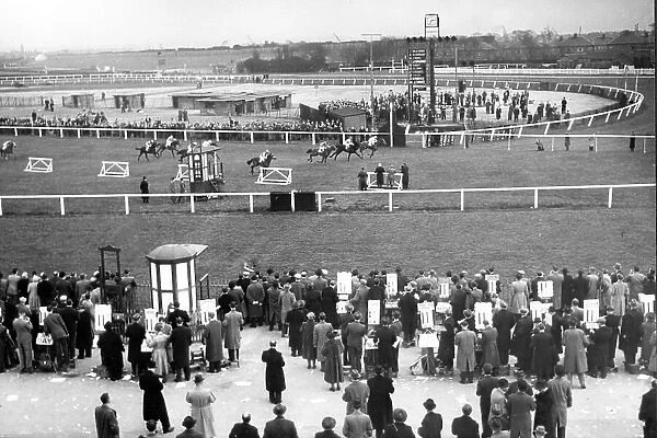 View of Aintree racecourse, 1953