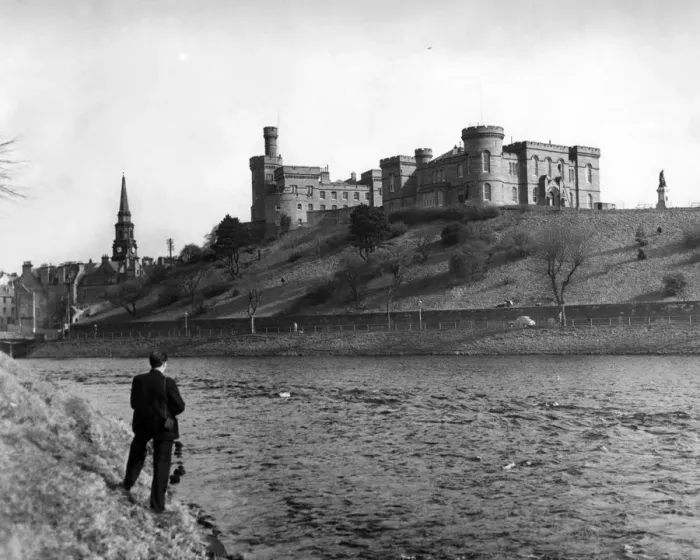 Framed Print : View of Inverness Castle from the banks of the River Ness of Inverness Castle 1959