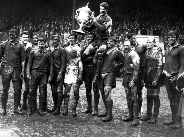 Framed Print : Warrington rugby league team with the Championship Trophy 1955 Framed Print : Warrington rugby league team with the Championship Trophy 1955