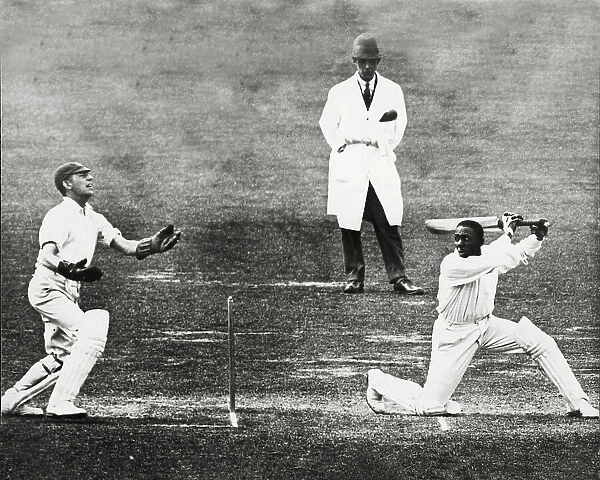 West Indian cricketer Learie Constantine in action during Middlesex v West Indies match at Lords 1928