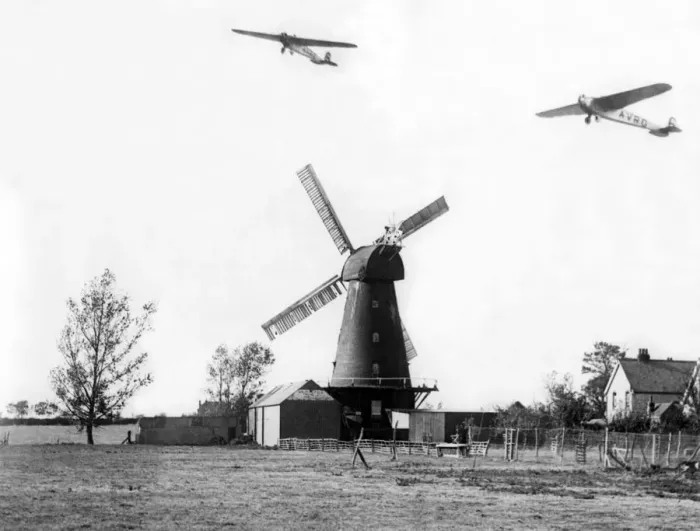 Framed Print : Windmill used as a Flying Landmark. Mr J. H. James in his ANEC Framed Print : Windmill used as a Flying Landmark. Mr J. H. James in his ANEC
