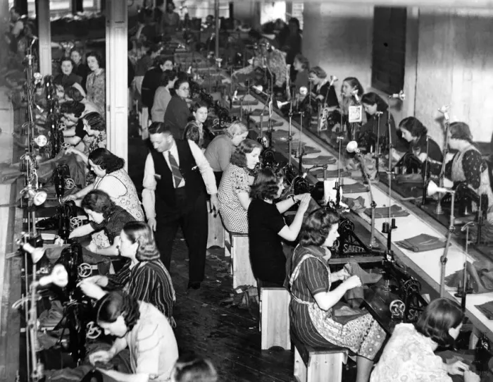 Framed Print : Women sewing army uniforms 1939 Framed Print : Women sewing army uniforms 1939