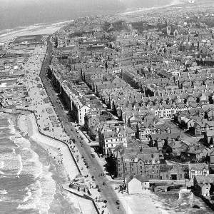 Aerial view of the beach at Rhyl, Flintshire, Wales Aerial view of the beach at Rhyl, Flintshire, Wales