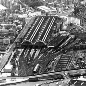 Aerial view of Kings Cross Railway Station in London