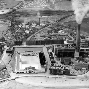 Aerial view Print of Portobello showing the swimming pool and power station Aerial view Print of Portobello showing the swimming pool and power station