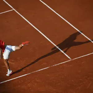Alcaraz in action on the clay court Paris 2024 Olympics Alcaraz in action on the clay court Paris 2024 Olympics
