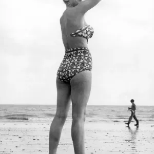 Bathing Beauty Print: Model Girl in Strapless Two-Piece Swimsuit Bathing Beauty Print: Model Girl in Strapless Two-Piece Swimsuit