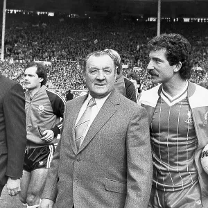 Bob Paisley leads the Liverpool squad on to the pitch at Wembley Print
