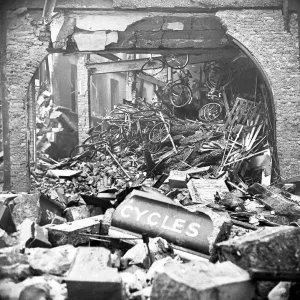 Print of bombed sports shop in New Bridge Street, London Print of bombed sports shop in New Bridge Street, London