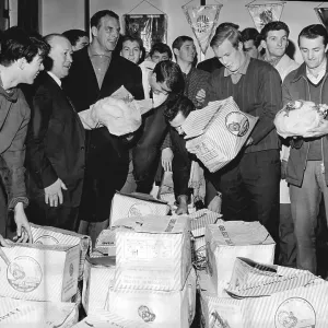 Cardiff City FC players receiving their Christmas turkeys 1964 Cardiff City FC players receiving their Christmas turkeys 1964