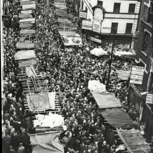 Aerial View Print of Petticoat Lane Christmas Shopping 1953 Aerial View Print of Petticoat Lane Christmas Shopping 1953