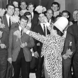 Comedian Ken Dodd meets Liverpool F.C. Print 1965 Comedian Ken Dodd meets Liverpool F.C. Print 1965