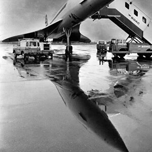 Concorde on the tarmac at Heathrow Airport 1970