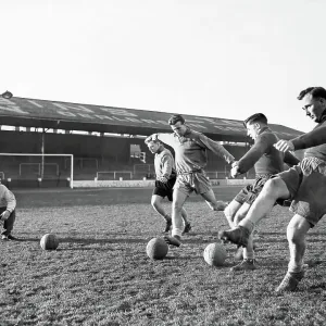Coventry City players going through their shooting practice prior to a FA Cup match Coventry City players going through their shooting practice prior to a FA Cup match