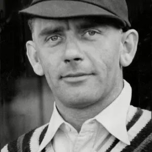 Cyril Washbrook 1948 Print - Black and White Cricket Portrait Cyril Washbrook 1948 Print - Black and White Cricket Portrait
