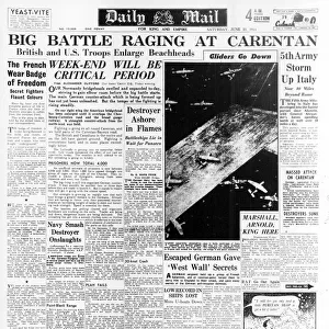 Daily Mail Front page 10th June 1944, reporting the progress of the D-Day landings