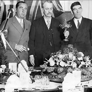Donor of the Ryder cup Samuel Ryder with Walter Hagen (left) and George Duncan(right) 18/04/1929