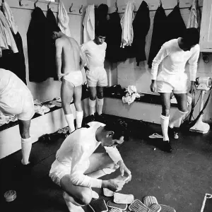 Print of Luton Town F.C. dressing room at Kenilworth Road in 1962 Print of Luton Town F.C. dressing room at Kenilworth Road in 1962