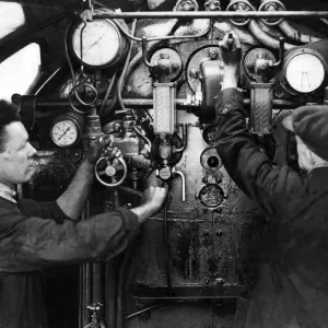 Print of the LNER Flying Scotsman train drivers' cab, 1931 Print of the LNER Flying Scotsman train drivers' cab, 1931