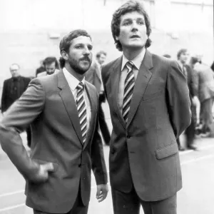 England cricketer Bob Willis with Ian Botham, in uniforms for tour of India