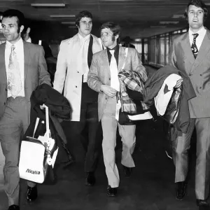 England team returning to Heathrow after their 1-0 victory over Malta in the Nations Cup 1971 England team returning to Heathrow after their 1-0 victory over Malta in the Nations Cup 1971
