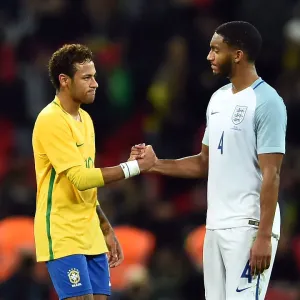 England v Brazil, friendly at Wembley Stadium, London Neymar and Joe Gomez shake hands at the end of the game England v Brazil, friendly at Wembley Stadium, London Neymar and Joe Gomez shake hands at the end of the game