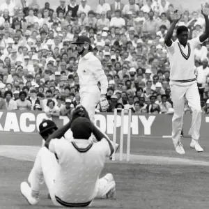 England v West Indies - Graeme Fowler is caught by Clive Lloyd after keeper Jeff Dujon missed England v West Indies - Graeme Fowler is caught by Clive Lloyd after keeper Jeff Dujon missed