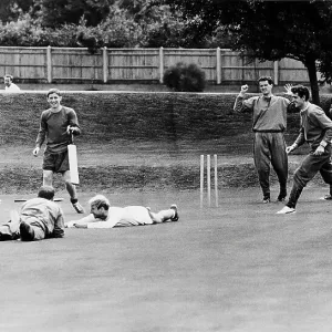 England's footballers enjoy a game of cricket at their Roehampton training ground prior to their World Cup match against Mexico 1966 England's footballers enjoy a game of cricket at their Roehampton training ground prior to their World Cup match against Mexico 1966