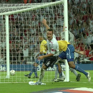 England's John Terry scores and celebrates England v Brazil 1-1 at Wembley Stadium 2007 England's John Terry scores and celebrates England v Brazil 1-1 at Wembley Stadium 2007