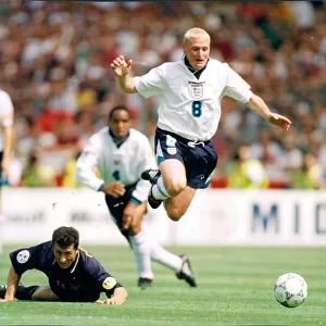 European Championships 1996, Group A. England v Scotland, 2-0. Paul Gascoigne, John Collins and Paul Ince