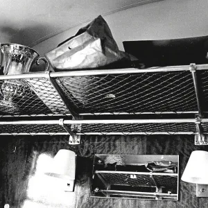 Print of The FA Cup in a train luggage rack, 1966 Print of The FA Cup in a train luggage rack, 1966