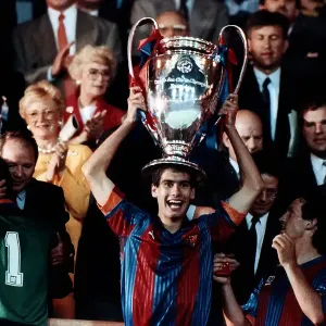 FC Barcelona's Josep Guardiola lifts the UEFA Champions League trophy FC Barcelona's Josep Guardiola lifts the UEFA Champions League trophy