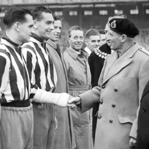 Field Marshal Viscount Montgomery shaking hands with footballer Jackie Milburn Print Field Marshal Viscount Montgomery shaking hands with footballer Jackie Milburn Print