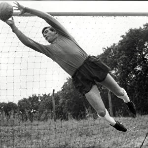 Goalkeeper Pat Jennings training in 1968