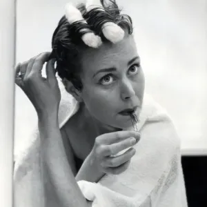 1950s Woman Curling Her Hair Print 1950s Woman Curling Her Hair Print