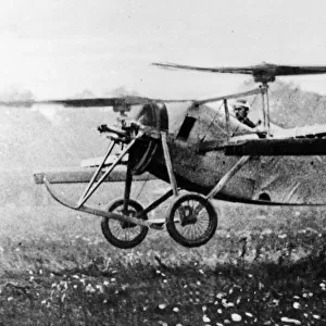 Henry Berliner in his experimental helicopter