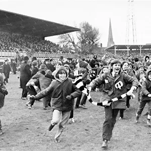 The Hereford crowd invade the pitch after non-league Hereford beat Newcastle in the FA Cup 3rd Round 1972