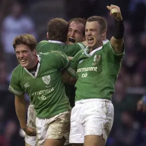 Ireland's Ronan O'Gara (left) and Kevin Maggscelebrate beating England Ireland's Ronan O'Gara (left) and Kevin Maggscelebrate beating England